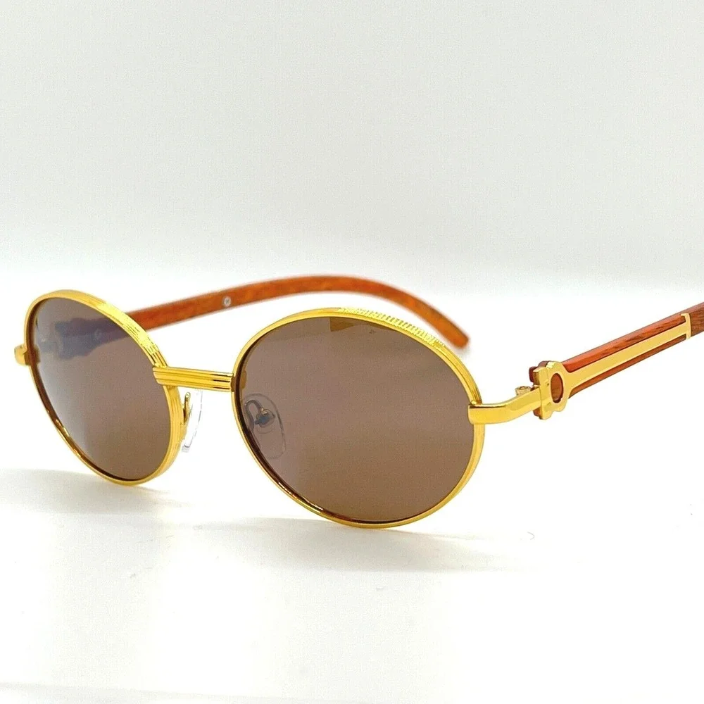 Men Sunglasses Design Brown Lens Fashion Metal Hip Hop Retro‎ Street Trendy Wear